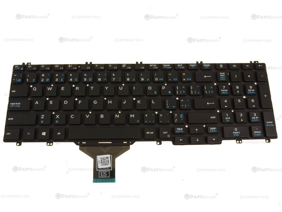 Refurbished French English Dell OEM Latitude 5500 Precision 3540 Laptop Keyboard Single Point No BL D30WK