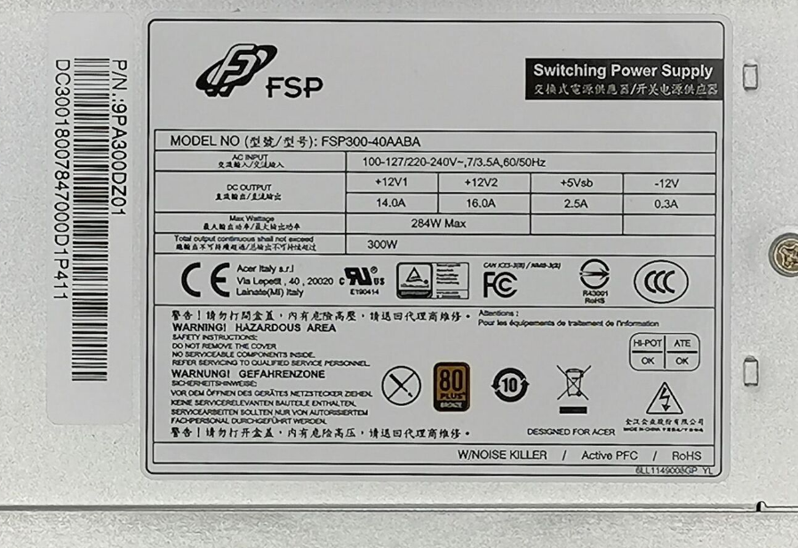 New Acer Veriton D430 D630 ES2710G M2640G Power Supply 300W DC.30018.007