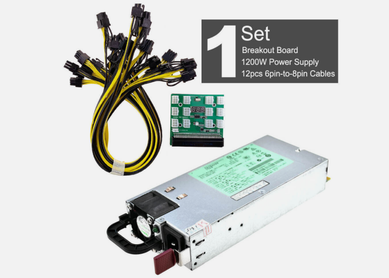 New 1200W Power Supply + Breakout Board + 12pcs 6pin-to-8pin Cables DPS-1200FB A