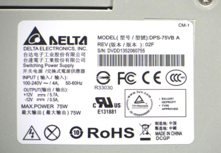 New Delta Electronics 20 PIN SWITCHING POWER SUPPLY 75W DPS-75VB C DPS-75VB B DPS-75VB A