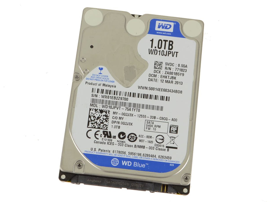 Used Western Digital 1TB Terabyte SATA Laptop Hard Drive 5400 rpm 1TB G2J3X