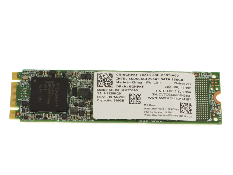 Used Intel 256GB SSD Hard Drive M.2 2280 Card GHPKF