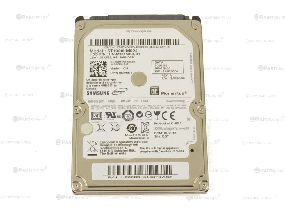 Used Samsung 1TB SATA 3GB/s 2.5" Laptop Hard Drive 5400rpm 9.5mm GM6N1