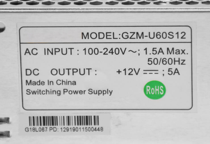 New DC12V 5A Monitor Switching Power Supply 60W GZM-U60S12 AC100-240V