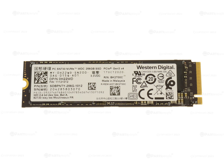 Used Western Digital SN730 256GB NVMe PCIE SSD Hard Drive M.2 2280 Card 256GB SN730