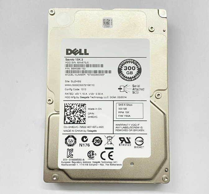 New Dell POWEREDGE 300GB 15K RPM 6Gb/s 2.5″ SAS SERVER HDD Hard Drive H8DVC 0H8DVC