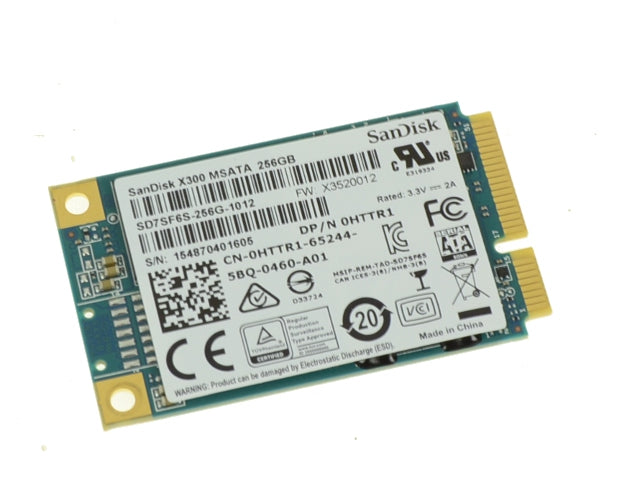 Used San Disk 256gb mSATA Mini-PCI E SSD Hard Drive for Select Dell OEM Laptops 256GB HTTR1