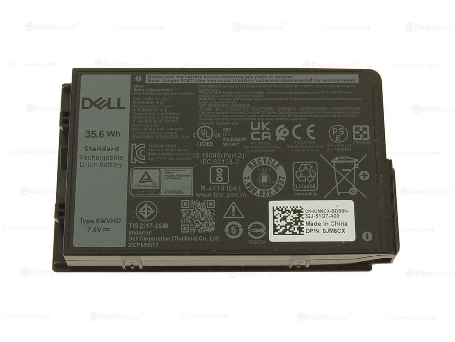 Used Dell Latitude 7230 Rugged Extreme Tablet 2-cell 35.6Wh OEM Original Laptop Battery 6WVHD