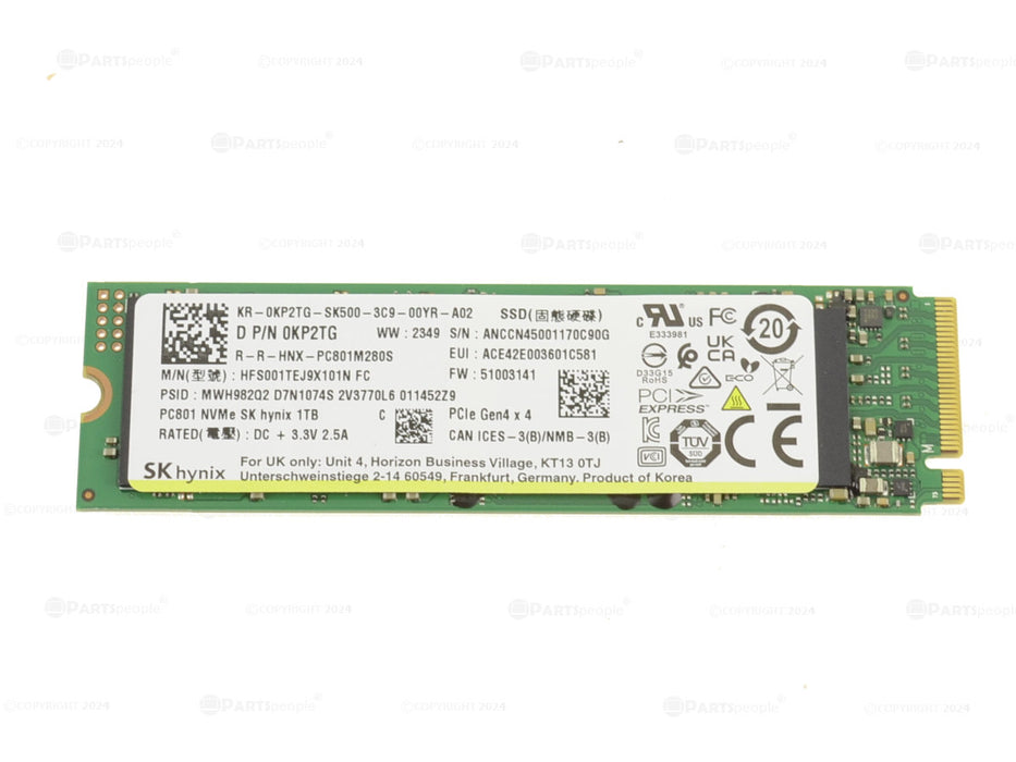 Used SK Hynix PC801 1TB NVMe PCIE Gen4 x4 SSD Hard Drive M.2 2280 Card 1TB KP2TG