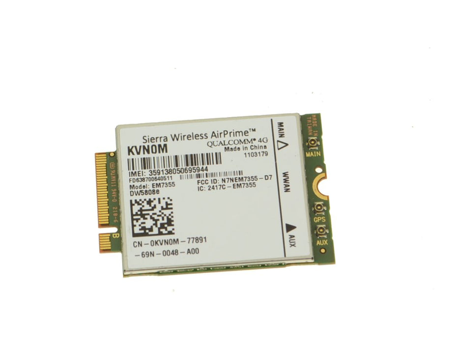 Used Dell OEM Wireless 5808E DW5808E M.2 Mobile Broadband 4G LTE WWAN Card KVN0M