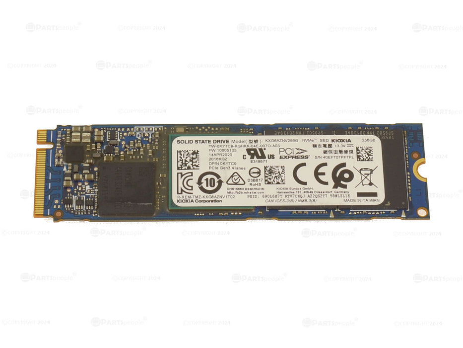 Used KIOXIA 256GB NVMe PCIE SSD Hard Drive M.2 2280 Card 256GB KYTC9