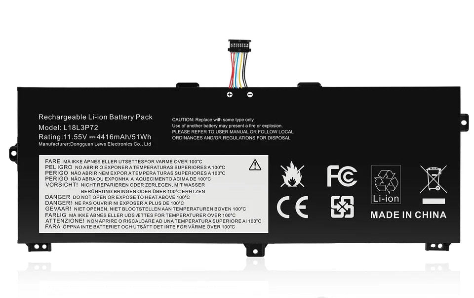 New Compatible Lenovo ThinkPad X13 Yoga 1st Gen X390 Yoga 02DL021 L18L3P72 L18M3P72 L18S3P72 Battery 51WH