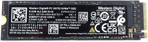 New SDBPNTY-512G Western Digital PC SN730 512GB M.2 2280 Nvme L70939-001 SDBPNTY-512G-1006 A M.2 SSD Solid State Drive - LaptopParts.ca