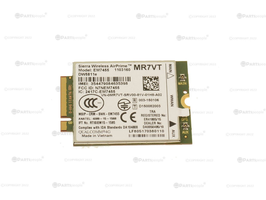 Used Dell OEM Wireless 5811E DW5811e M.2 Mobile Broadband 4G LTE WWAN Card MR7VT