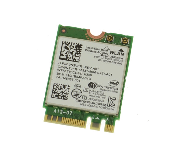 Used Intel Wireless-AC 3160 Dual Band WLAN WiFi 802.11 ac/a/b/g/n  Bluetooth 4.0 M.2 Card N2VFR