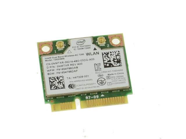 Used Intel Dual Band Wireless-AC 7260 WLAN WiFi 802.11 ac/a/b/g/n  Bluetooth 4.0 Half-Height Mini-PCI Express Card NMTXR