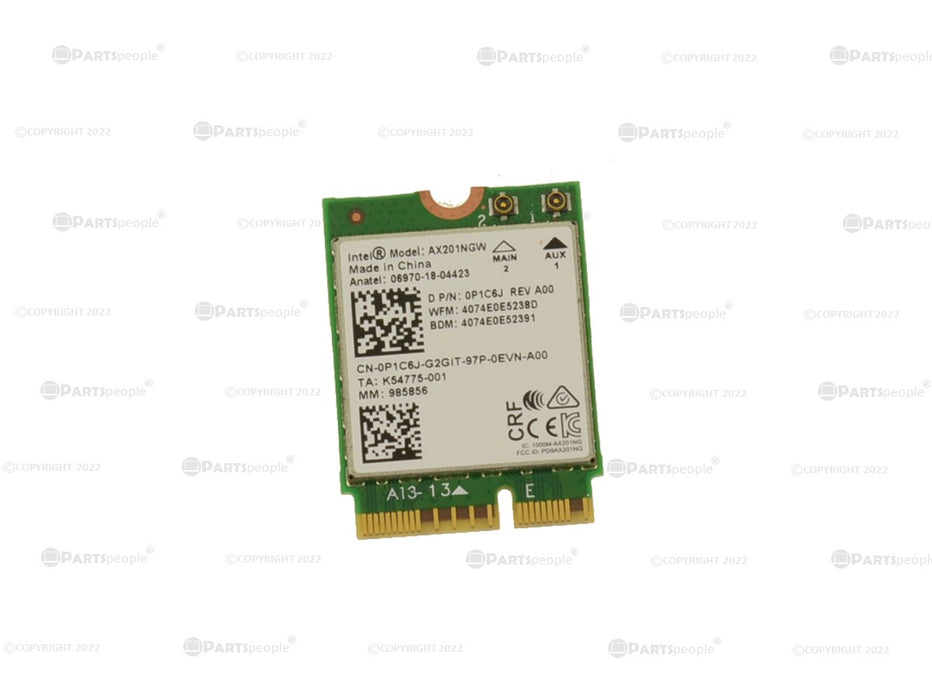 Used Intel Wireless AX201 WLAN WiFi 802.11ax Bluetooth 5.1 M.2 Card P1C6J