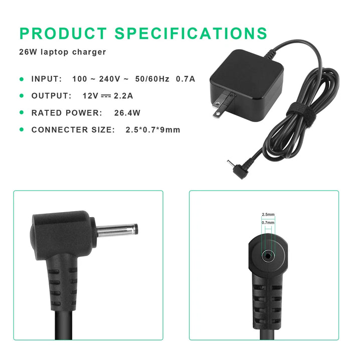 New Compatible Samsung Notebook NP930X2K NP930X2K-K01US AC Adapter Charger 26W AD-2612AUS PA-1250-98 BA44-00322A AD-2612AKR