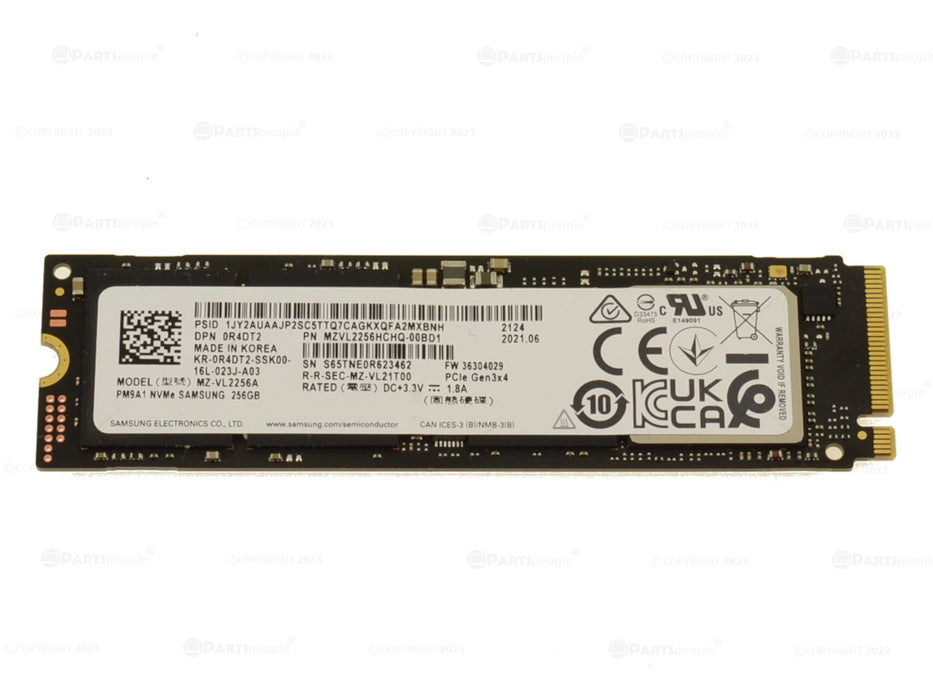 Used Samsung 256GB NVMe PCIE SSD Hard Drive M.2 2280 Card 256GB R4DT2