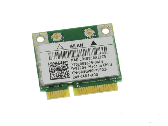 Used Dell OEM Wireless DW1704 WLAN WiFi 802.11 b/g/n  Bluetooth Half-Height Mini-PCI Express Card R4GW0