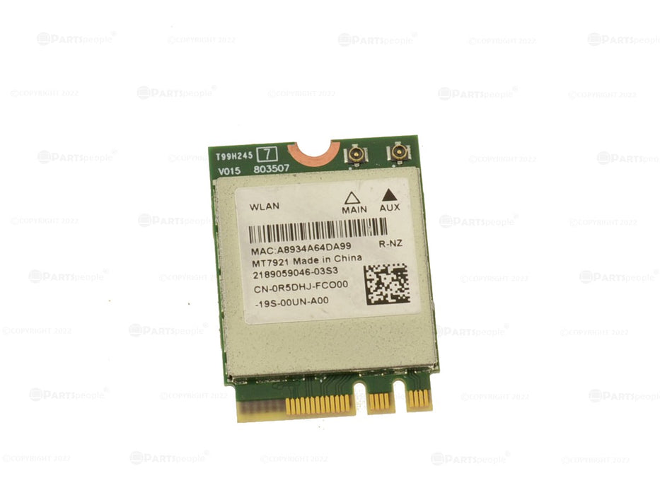 Used Mediatek MT7921 Wireless Dual Band WLAN WiFi 802.11ax Bluetooth 5.2 M.2 Card R5DHJ