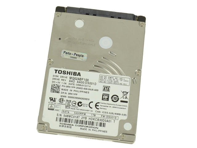 Used Toshiba 1TB SATA 6Gbp/s 2.5" 5400RPM Laptop Hard Drive 7mm RK1PP