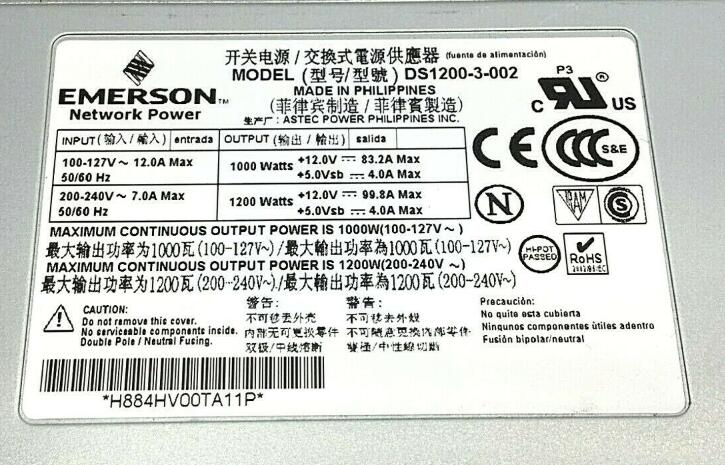 New Emerson DS1200-3-002 Network Power Distributed Power Supply 1200W