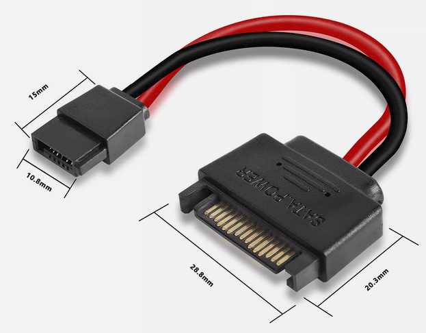 New SATA 15-Pin Male to SATA 6-Pin Female Slimline Power Adapter Cable