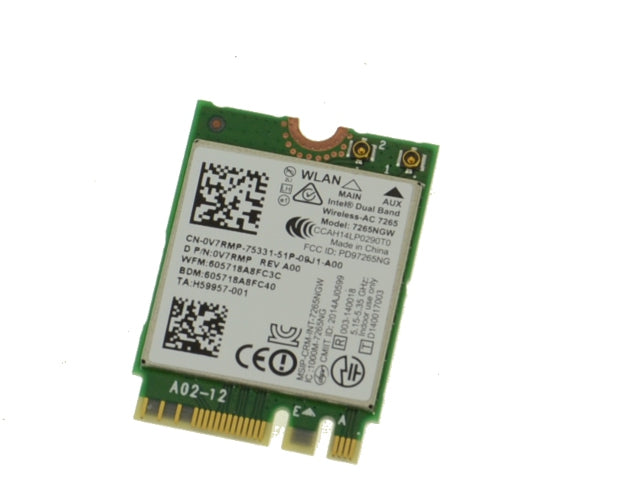 Used Intel Wireless-AC 7265 Dual Band WLAN WiFi 802.11 ac/a/b/g/n  Bluetooth 4.0 M.2 Card V7RMP