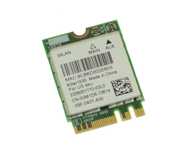 Used Killer Wireless N1535 Dual Band WLAN WiFi 802.11 ac/a/b/g/n  Bluetooth 4.0 M.2 Card VM1D6