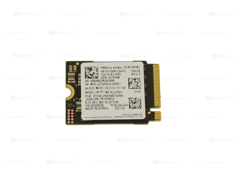 Used Samsung PM991a 256GB NVMe PCIE SSD Hard Drive M.2 2230 Card 256GB VT6KM