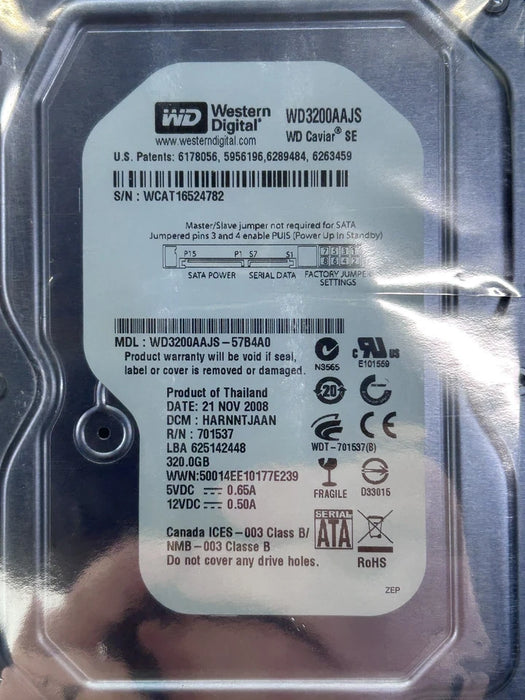 New WD3200AAJS Western Digital Laptop 320GB 7200 RPM Caviar SE Sata-300 Internal Hard Drive - LaptopParts.ca
