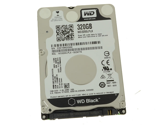 Used Western Digital BLACK 320GB SATA 6Gbp/s 2.5" 7200RPM Laptop Hard Drive 320GB 7mm