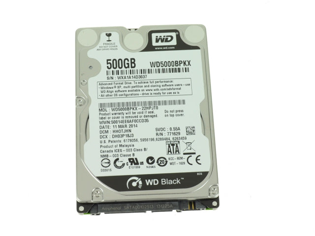 Used Western Digital 500GB SATA III 6.0Gb/s Laptop Hard Drive 7200 rpm WD5000BPKX