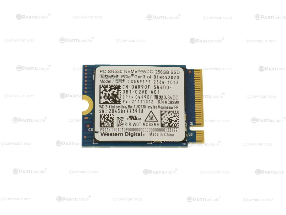 Used Western Digital 256GB NVMe PCIE SSD Hard Drive M.2 2230 Card 256GB WR90F