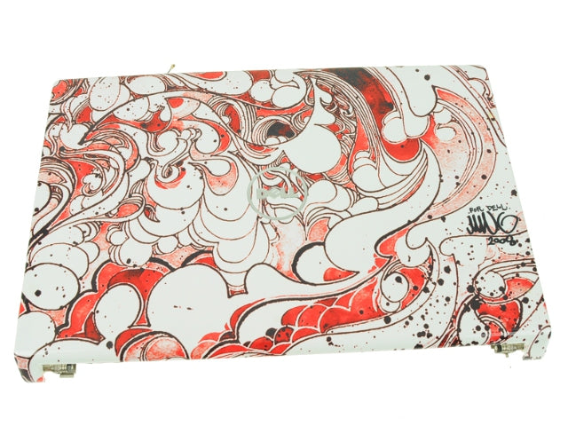 New Red Swirl Dell OEM Studio 1555 1557 1558 15.6" LCD Back Cover Lid Top  Hinges X937N
