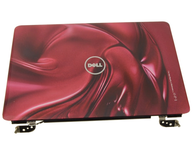 New Red Swirl Dell OEM Inspiron 1545 1546 15.6" LCD Back Cover Lid Plastic  Hinges XR3M1