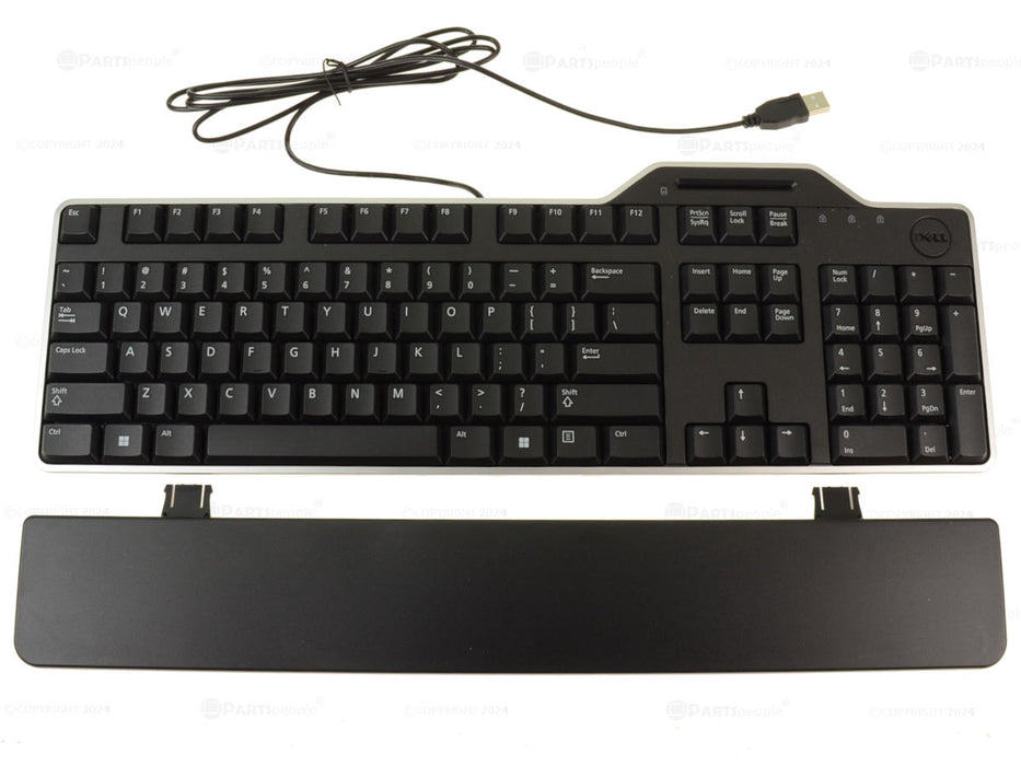 Used Dell OEM KB813 USB 104-Key Quiet Keyboard  Smart Card Reader R4F7T XRD46