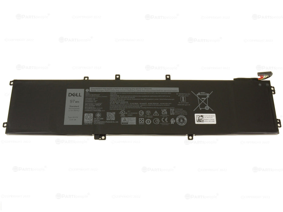 Used Dell Original Inspiron 7501 Vostro 7500 G7 7700 6-Cell 97Wh OEM Extended Battery XYCW0