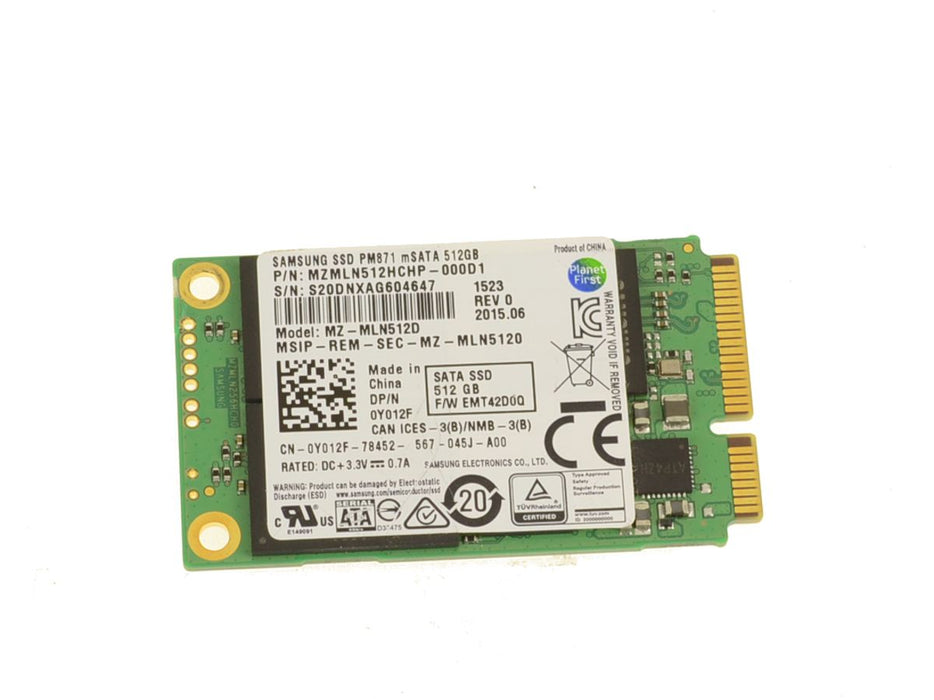 Used Samsung PM871 512GB mSATA Mini-PCI E SSD Solid State Hard Drive SSD 512GB Y012F