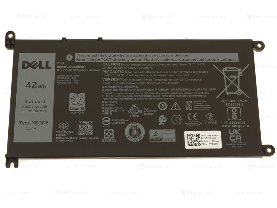 New Dell Genuine OEM Chromebook 3110 3120 42Wh 3-cell YRDD6 Laptop Battery YT39X