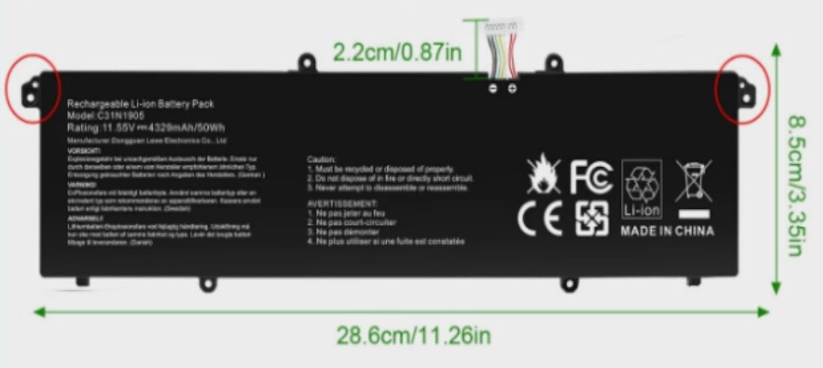 New Compatible Asus VivoBook S13 S333 S14 M433 S433FL S15 S533EQ Battery C31N1905 (Short Cable) 50Wh