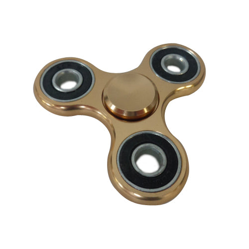 New Gold Tri Fidget Hand Spinner Aluminum Finger Stress Toy w/ Case