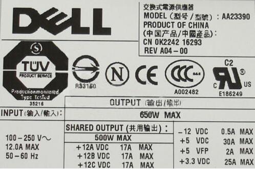 New Dell Precision 670 SC1420 Power Supply 650W AA23390 NPS-650AB A G1767 0G1767 CN-0G1767 - LaptopParts.ca