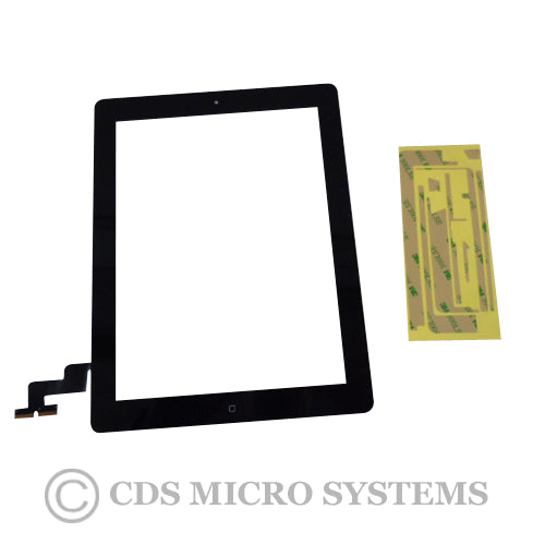 New Black Touch Screen Glass Digitizer, Home Button & Adhesive For iPad 2 Tablet