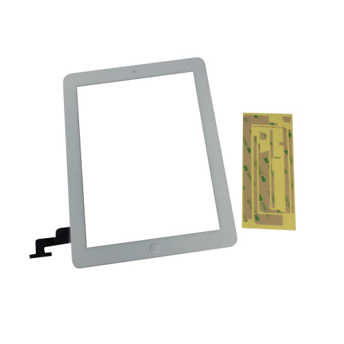 New White Touch Screen Glass Digitizer, Home Button & Adhesive For iPad 2 Tablet