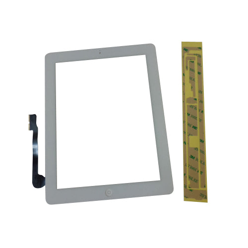 New White Touch Screen Glass Digitizer, Home Button & Adhesive For iPad 3 iPad 4