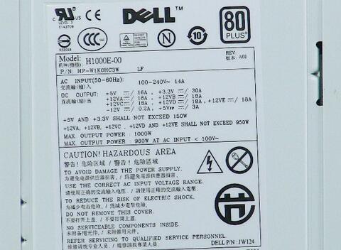 New Dell Precision / XPS Desktop 1000W Power Supply JW124 - LaptopParts.ca
