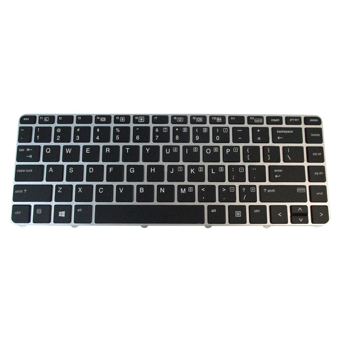 New Backlit Keyboard with Silver Frame for HP EliteBook 745 840 G3 G4 - No Pointer - LaptopParts.ca