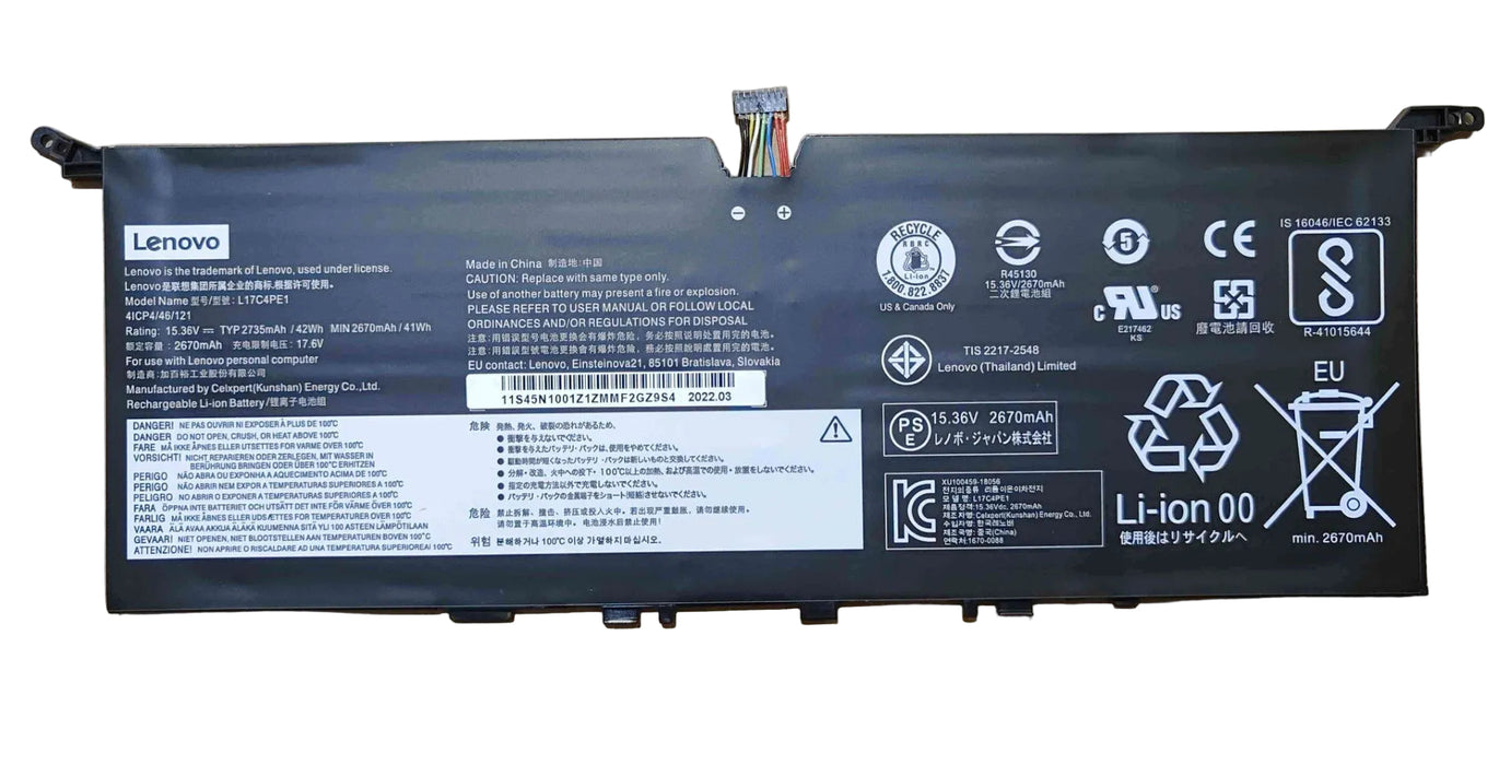 Nouvelle batterie d'origine Lenovo 5B10R32748 5B10R32749 L17C4PE1 L17M4PE1 42 Wh